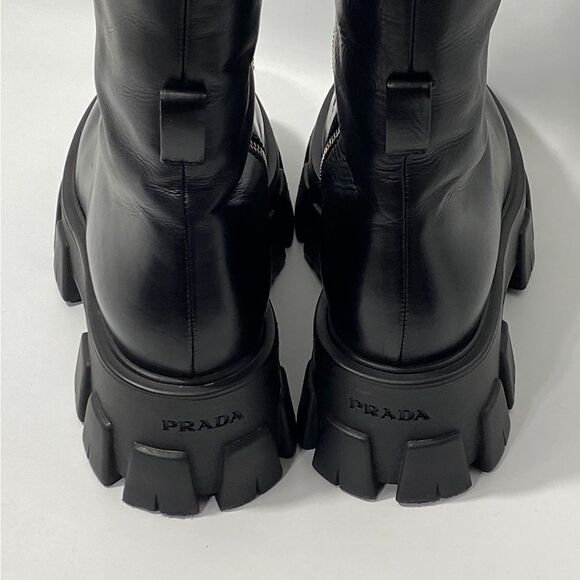 Prada Lug-Sole Tall Leather Combat Boots size 36 - Picture 10 of 15